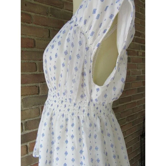 Old Navy Waist-Defined Printed Dolman-Sleeve Top White Geo Women's S - Picture 5 of 16